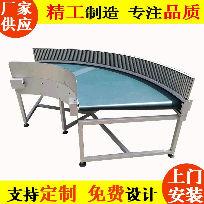 90度180度滚筒皮带流水线 直角刀口食品环形输送机 传送带U型转弯机