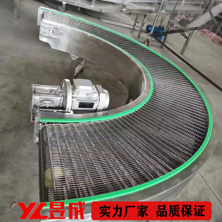 金属网带输送机 烧烤小饼输送设备 金属网转弯机 耐高温食品输送线