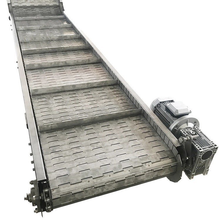 威诺不锈钢链板式提升机厂家 包装粉传送带爬坡上料输送机