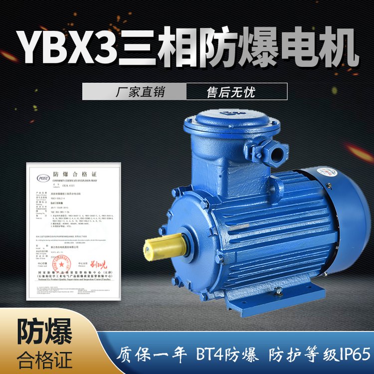 YBX3防爆电机380V隔爆型BT4三相异步电动机1.5/1.1/2.2/3/4/5.5KW