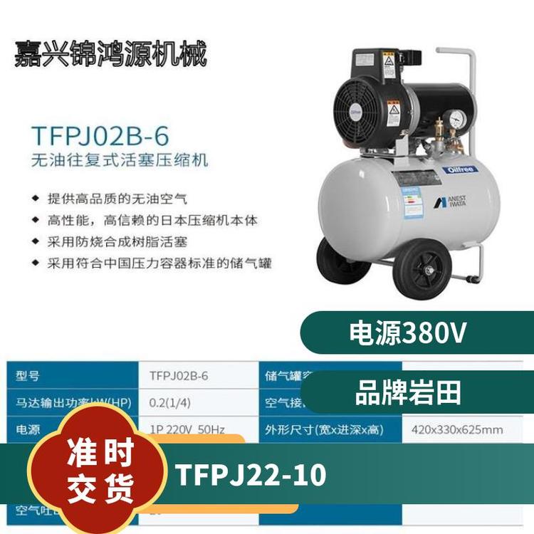 岩田TFPJ22-10往复式活塞空压机储气罐 无油纯净气体 95L大容量