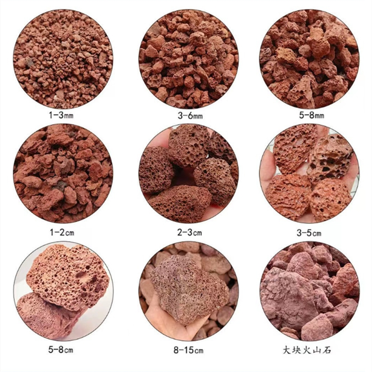 供应火山石 河道治理过滤用 火山岩滤料 红色 黑色玄武岩