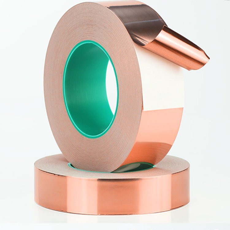 屏蔽铜箔胶带 自粘铜箔带 隔热电解镀锡自粘铜箔胶带 ***屏蔽单导电铜箔