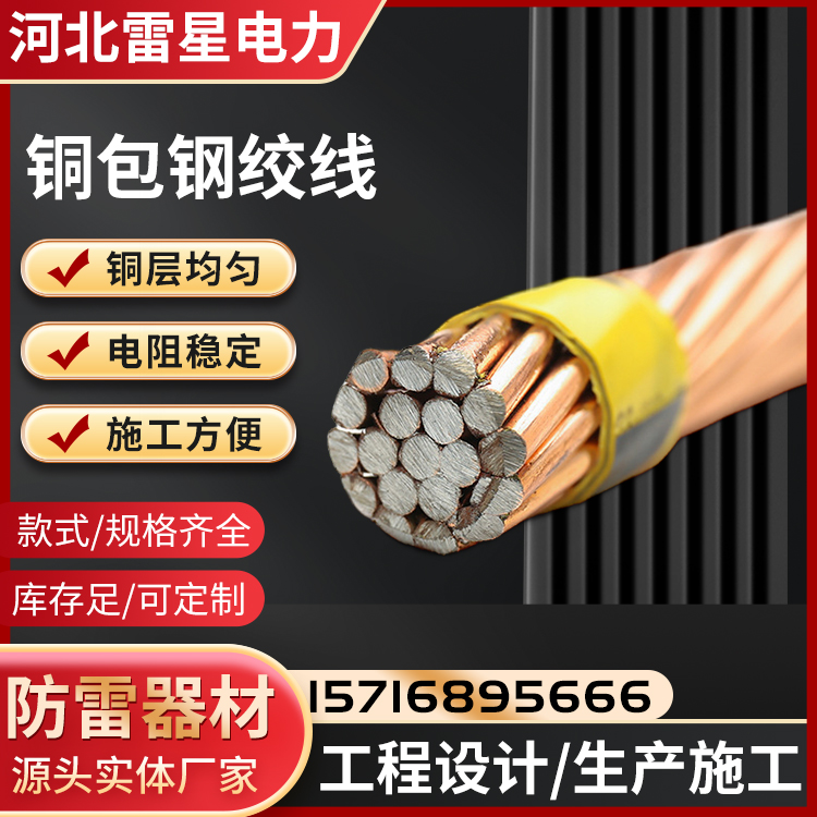TJ镀锡铜绞线 光伏电站机场用防雷镀铜接地铜线 雷星电力铜包引下线