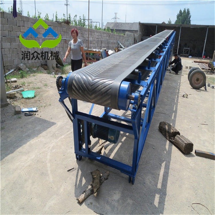 移动式皮带输送机 快递包裹装车传送带 润众干湿草料运输机