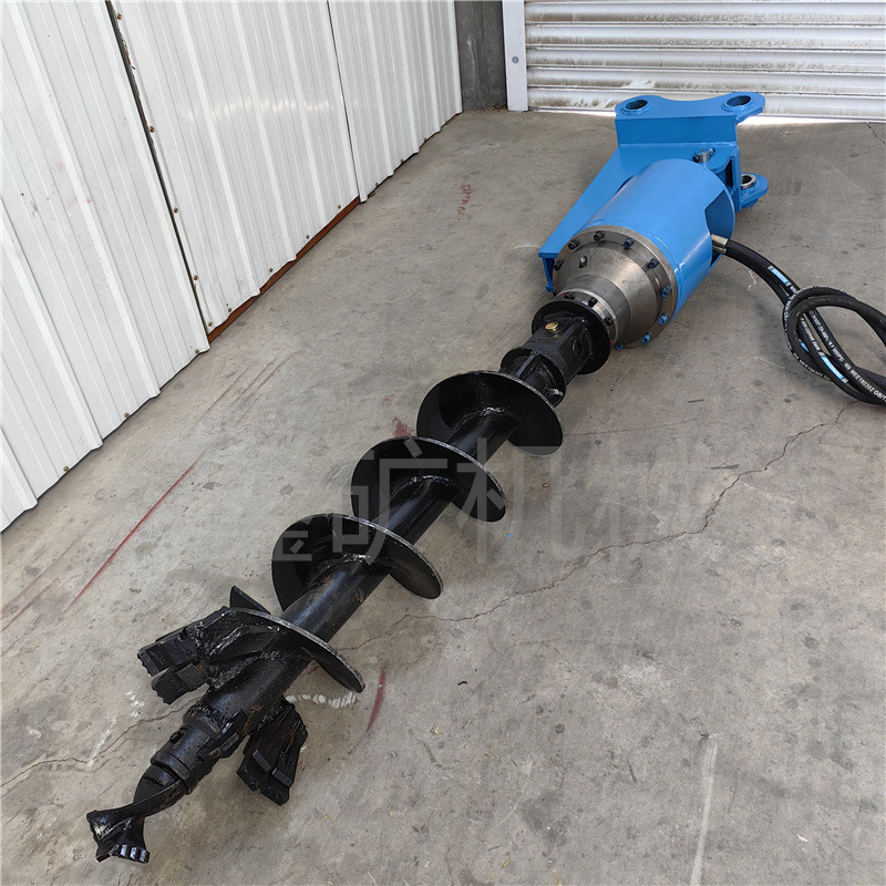 挖机改螺旋钻打桩机定制挖机改装潜孔凿岩钻孔机 360度旋转挖坑机