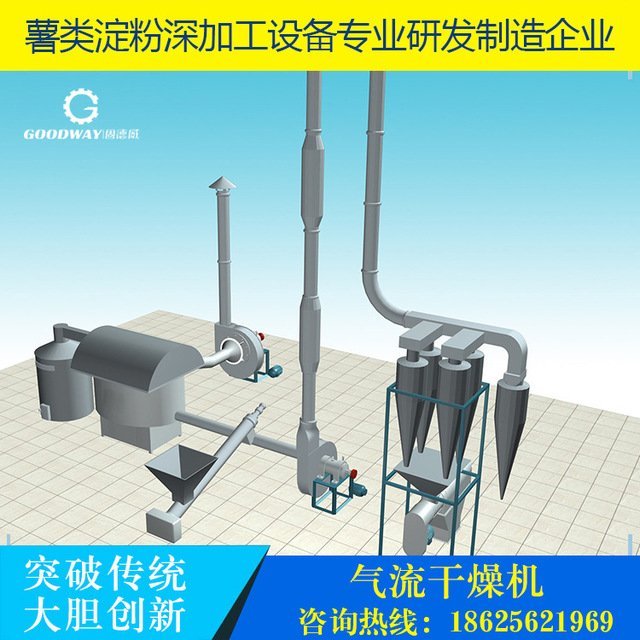 固德威厂家供应 铝合金脉冲式气流干燥机 马铃薯湿淀粉干燥设备 多用途GD-HG-