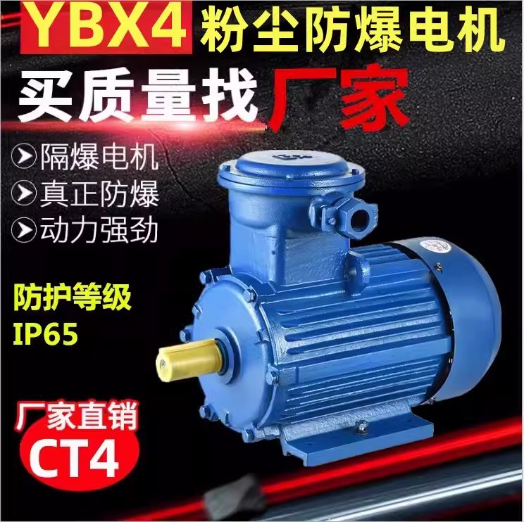 CT4粉尘防爆电机YBX4三相异步电动机380V国标马达铜线隔爆电机