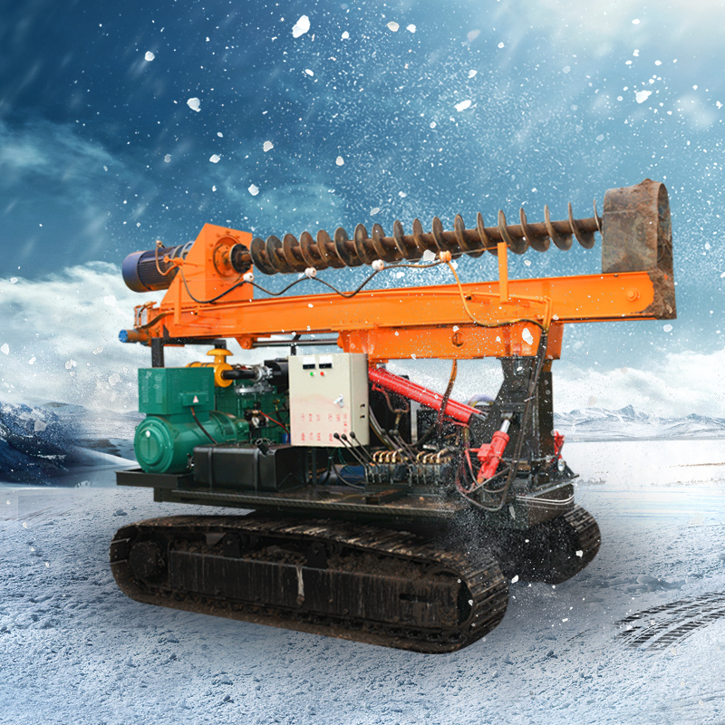 履带式全液压光伏钻机太阳能发电站螺旋钻孔机 戈壁滩光伏打桩机