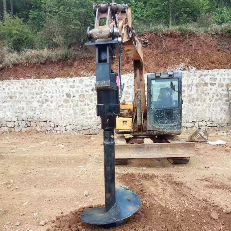挖机改螺旋钻打桩机定制 改装潜孔凿岩钻孔机 360度旋转挖坑机