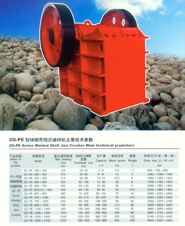 ZG-PE型铸钢壳鄂式破碎机