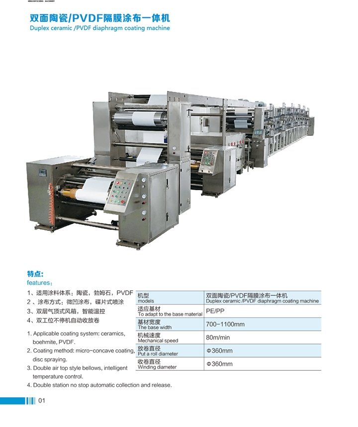 双面陶瓷/PVDF隔膜涂布一体机