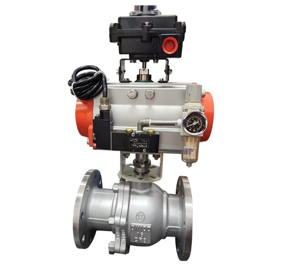 气动带三联件不锈钢球阀（Q641F-16P DN100）