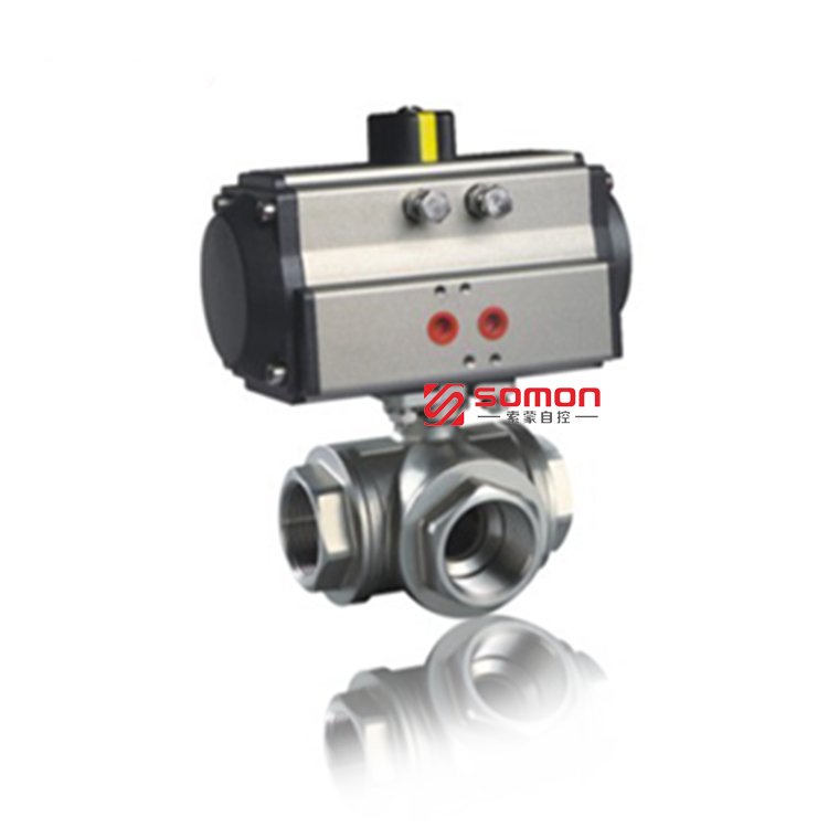 气动三通丝扣球阀