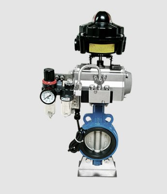 气动衬胶对夹蝶阀