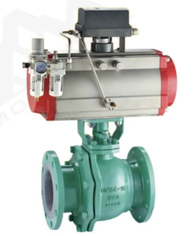 Q641F气动衬氟调节球阀