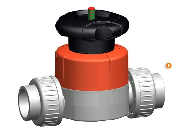 瑞士+GF+手动隔膜阀 带胶粘承插端