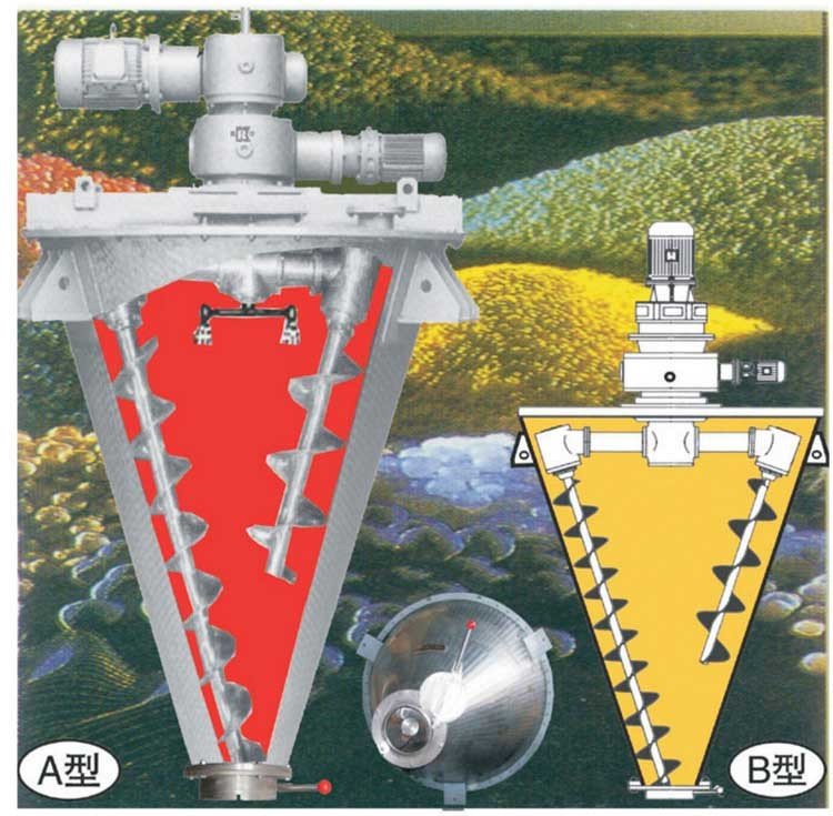 大开门双螺旋锥形混合机