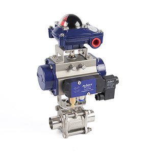 气动带电磁阀带限位开关对焊球阀