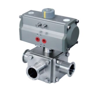 卫生级气动方形三通球阀