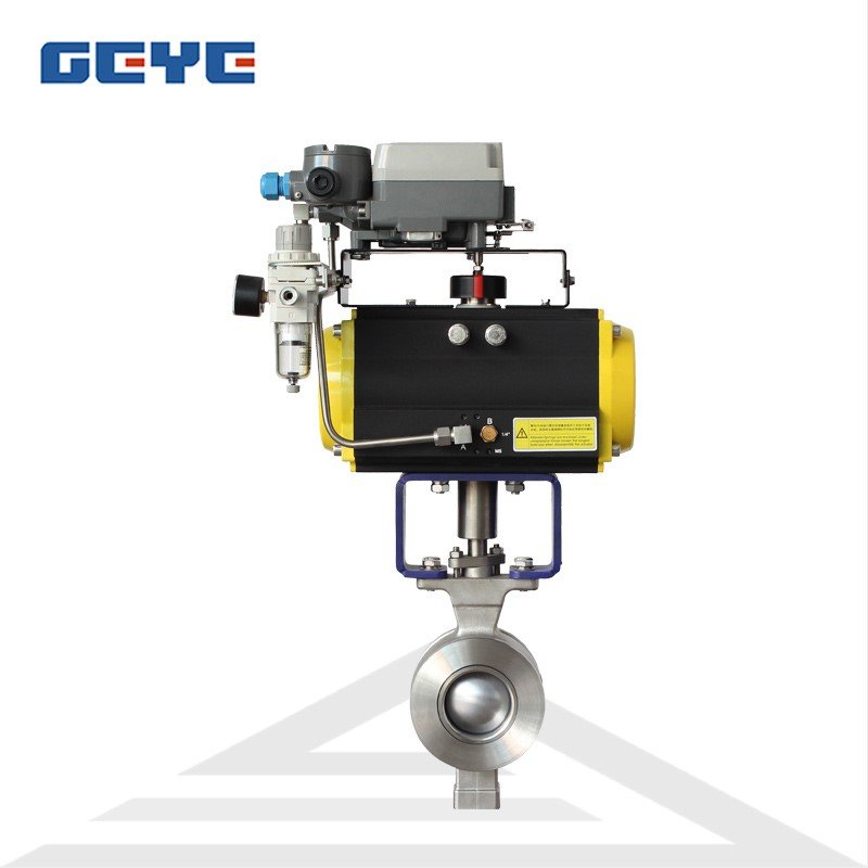 气动对夹式V型切断球阀