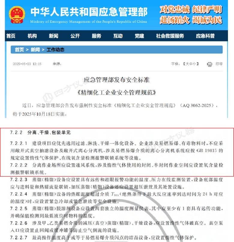 AQ 3062新规发布!四方仪器助您精准选型离心机氧分析仪,安全达标无忧