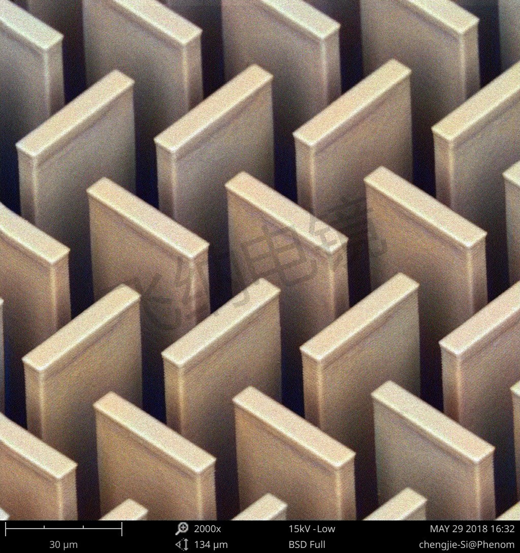 扫描电镜下MEMS硅芯片