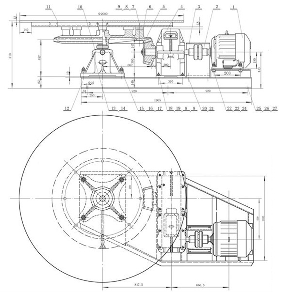 座式圆盘给料机结构图纸 座式圆盘给料机结构图纸
