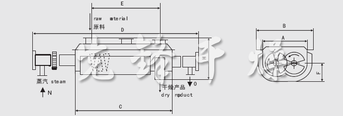 JYG系列空心桨叶干燥机安装结构图 JYG系列空心桨叶干燥机安装结构图